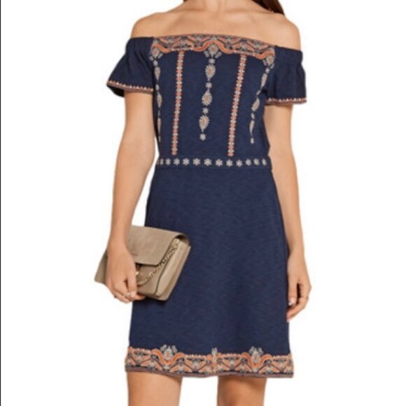 Tory Burch navy embroidered dress size XS - Picture 2 of 9